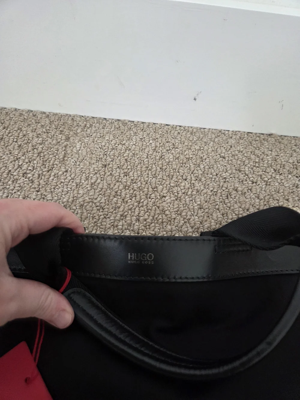 HUGO Black Canvas Duffel Tote with Top Handles